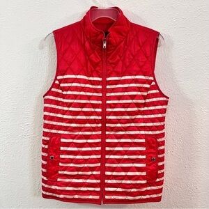 Talbots red stripe quilted vest